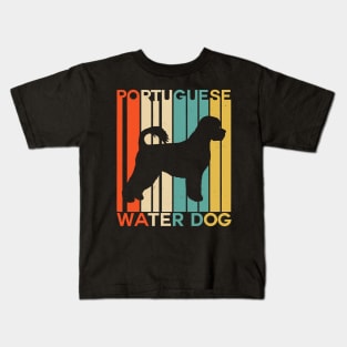 Retro Vintage Portuguese Water Dog Portie PWD Silhouette Kids T-Shirt